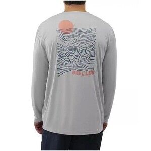 REEL LIFE MEN'S SUN DEFENDER LONG SLEEVE UV TEE GRAY SIZE M NEW